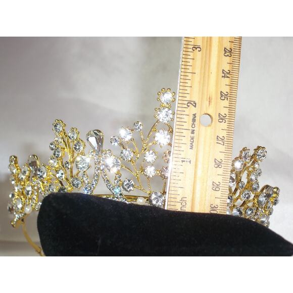 gold tiara crown, bridal wedding party prom birthday princess gold bridal tiara